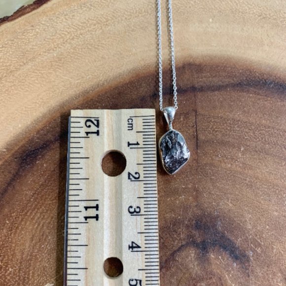 Rough Meteorite Sterling Silver Pendant & Adjustable Chain, Unique Jewelry - Picture 5 of 8